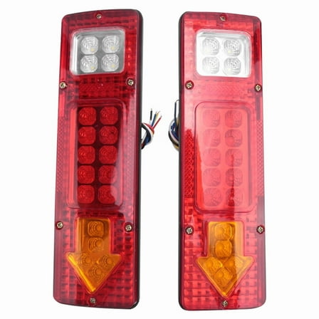 2Pcs Car 19 LED Waterproof Tail Light Trailer Truck Rear Turn Signal Stop Light,2 x LED Tail Light,red