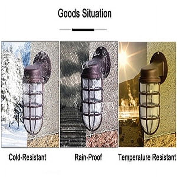 Kiven Wall Lamp Hooded Cage Outdoor Wall Light with Waterproof On/Off Switch and UL Plug - 1 Pack