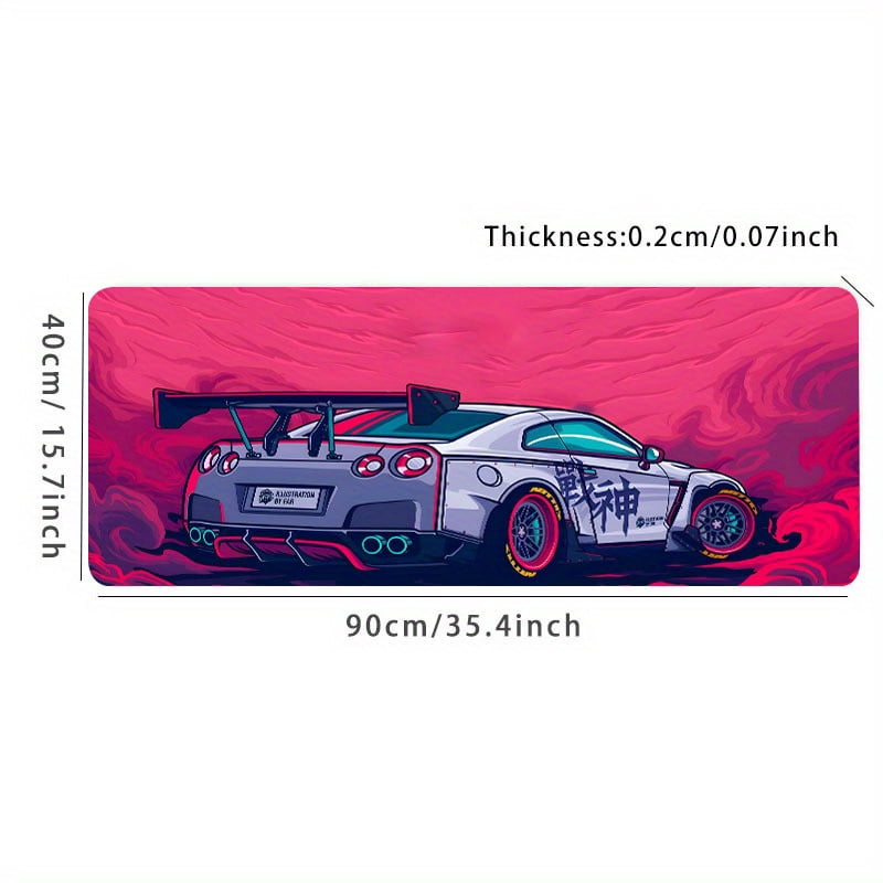 Cool Pink Racing Sports Car Large Gaming Mouse Pad - Non-Slip, Aesthetic Desk Mat For Gamers & Office Use - Perfect Birthday Gift For Teens, Friends, And Boyfriends