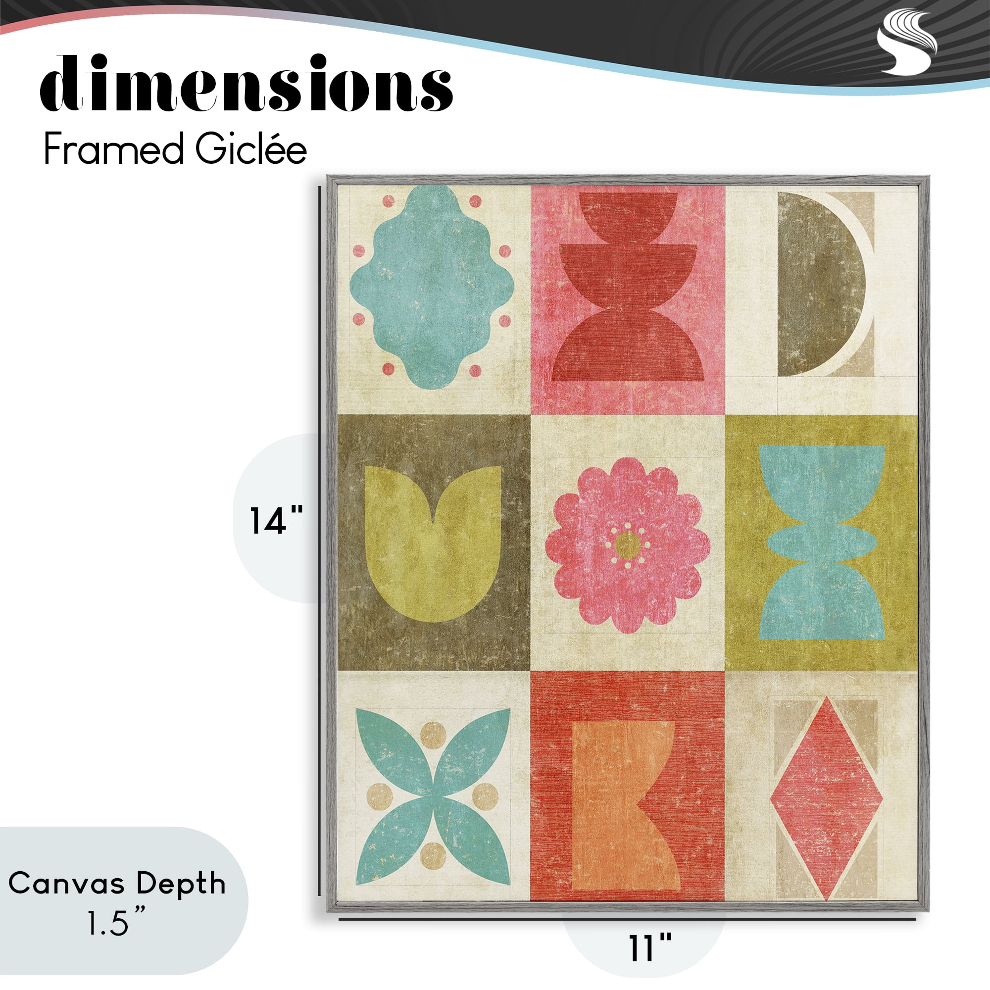 Stupell Industries Happy Dance Geometrics Gray Framed Giclee Art, design by Suzanne Nicoll