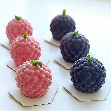 

Xinhuadsh 3D Raspberry Silicone Mold 4 Cavity Reusable Food Grade Baking Mold for DIY Desserts Mousse Chocolate