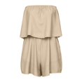 thumbnail image 5 of Women Rompers for Summer Dressy Strapless Romper Ruffle Shorts Jumpsuit Trendy Vacation Beach Outfits XS-5XL (Khaki,XXXXXL), 5 of 5
