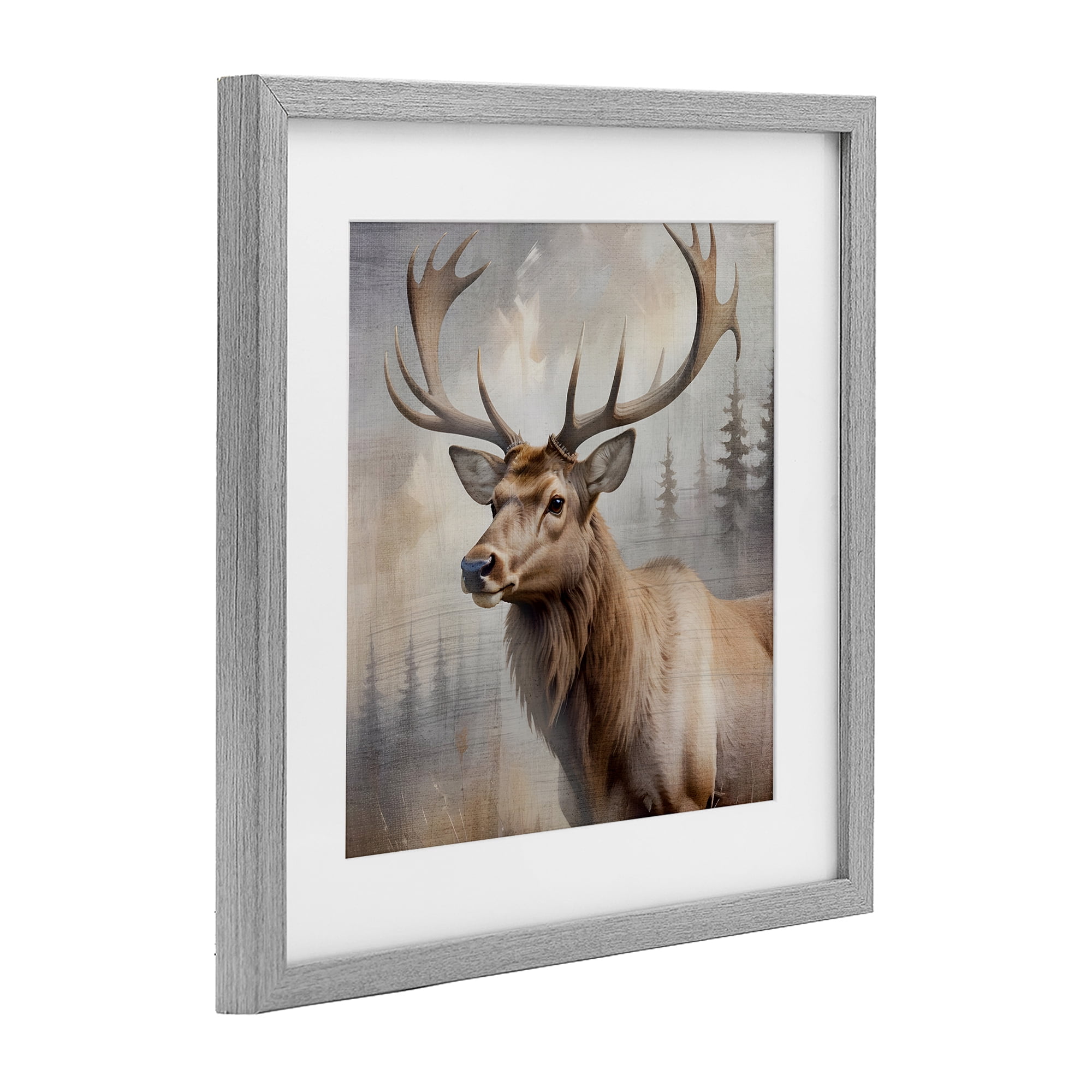Stupell Industries Graceful Forest Stag Gray Framed Print Under Glass, design by Susan Arnot