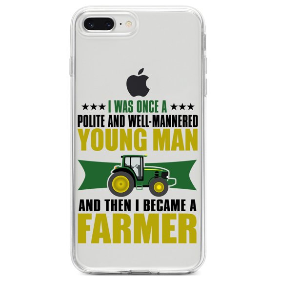 DistinctInk Clear Shockproof Hybrid Case for iPhone 7 PLUS / 8 PLUS (5.5" Screen) TPU Bumper Acrylic Back Tempered Glass Screen Protector - Was Well Mannered Young Man Then Farmer