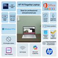 thumbnail image 2 of HP 14" Laptop 2026 Business Student Computer, Lifetime MS Office, Win 11 Pro, 4-Core Intel CPU, 8GB RAM, 628GB Storage (128GB UFS+500GB Ext), Copilot AI, Slim, MarxsolAccessory, Wi-Fi 6, Green, 2 of 9