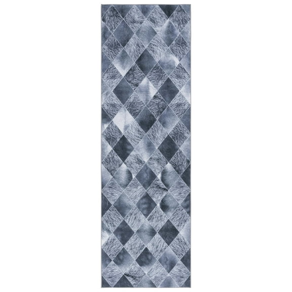 SAFAVIEH Faux Hide Dacre Diamond Runner Rug, Grey/Dark Grey, 2'6" x 8'