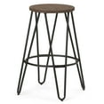 thumbnail image 6 of Simeon 26" Metal Counter Stool Set (2) - Cocoa Brown Wood Seat &amp; Black Legs. Industrial Kitchen Bar Stools. Solid Elmwood &amp; Iron. 21" Wide. Durable &amp; Stylish., 6 of 8