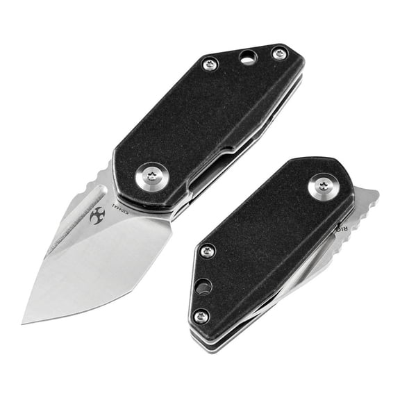 Kansept RIO Fold Knife Satin M390 Blade,Black Stonewashed Titanium Handle,Designed by 4T5,K3044A1