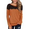 thumbnail image 1 of Women's Fashion Lace Stitching Solid Color Long-Sleeved T-shirt, 1 of 2