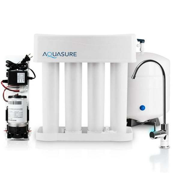 Aquasure Premier Elite 100 GPD Reverse Osmosis Drinking Filter System with Booster Pump for Well Water
