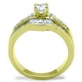 thumbnail image 3 of Gold Ion Plated Stainless Steel Engagement Women's Ring with Cubic Zirconia - Size 5, 3 of 4