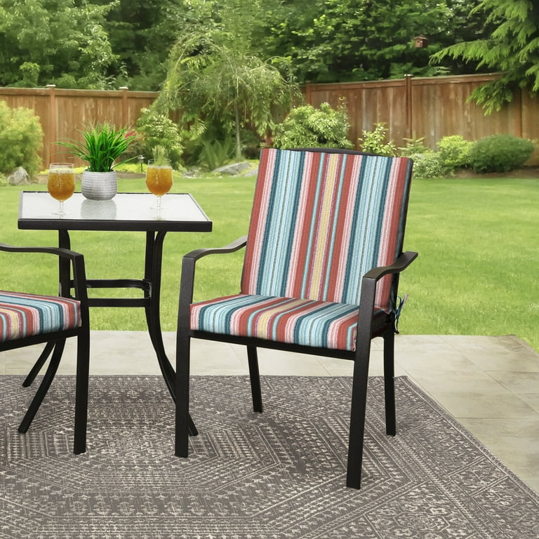 Mainstays 37 L x 19.5 W Multi Stripe 1 Piece Rectangle Outdoor Chair Cushion Walmart