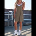 thumbnail image 4 of Vestido de Verano para Mujer 2025, Minivestido Informal Sin Mangas con Tirantes Finos y Bolsillos Caqui L, 4 of 7