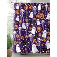 thumbnail image 2 of Fsddascl Halloween Purple Shower Curtain Set - Long 72" x 84" Washable Bathtub Curtain with 12 Hooks, Black White Ghost Orange Skull Pumpkin Waterproof Fabric Stall Shower Curtains for Bathroom, 2 of 6