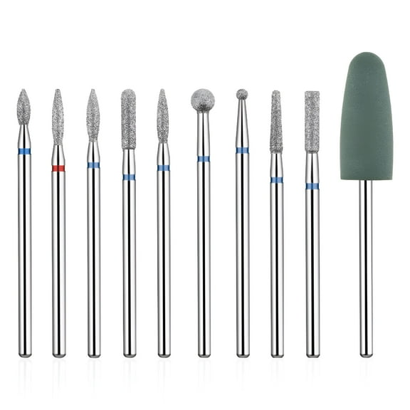 ACDANC 10 PCS Nail Drill Bits Set for Manicure, Professional Russian Manicure Nail Diamond Bits, Cuticle Remover Nail Products for Manicure Pedicure for Home and Nail Salon