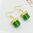 thumbnail image 3 of Naierhg Fashion Women Faux Gemstone Rhinestone Square Dangle Drop Hook Earrings Jewelry Green, 3 of 4
