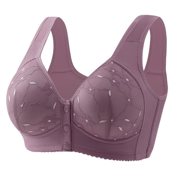 SBYOJLPB Women's Sexy Bra Women's Sexy Non Magnetic and Non Steel Ring Gathered Bra with Thin Cup and Adjustable Sexy Lace Bra Underwear Purple XXL