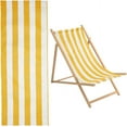 thumbnail image 1 of Lona de repuesto para silla de playa plegable de 44 x 17 pulgadas, 1 mm de grosor, con rayas amarillas y blancas, para muebles de exterior, tela para silla de patio, 1 of 9