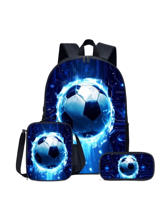 Cool Soccer Design Backpack for Students, Large Capacity School Bag with Multiple Compartments, Lightweight Sports Bookbag for Campus Activities, Awesome Back to School Gift