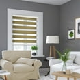 thumbnail image 2 of CHICOLOGY Blackout Zebra Roller Shades |35.75"W X 72"H| Dual Layer Light Filtering Blinds | Cordless Window Shades for Home & Office | Easy Install | Sable, 2 of 4