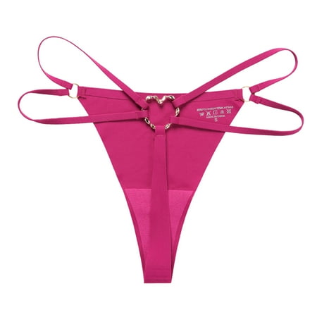 

Kddylitq G String Thongs for Women Seamless Underwear Soft Low Rise Strappy Panties Hot Pink L