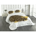 thumbnail image 3 of Ambesonne Hedgehog Quilted Bedspread Set 3 Pcs, Cartoon Animal Smile, Queen Size, Brown Earth Yellow, 3 of 5