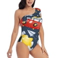 thumbnail image 3 of Sikiie Astronaut And Space Print Women One Piece Swimsuits Tummy Control One Shoulder Bathing Suits Ruffle Swimwear, From S to XXL-XX-Large, 3 of 6