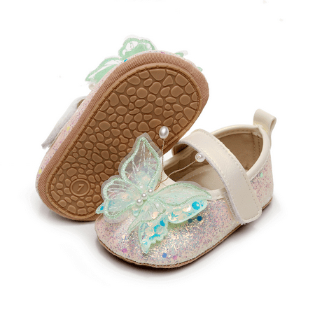 Loliuicca Baby Girl Dress Shoes Shiny Butterfly Princess Mary Jane Flats