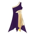 thumbnail image 6 of YONGHS Women's Metallic Color Block Praise Lyrical Dance Dress Sleeveless Liturgical Worship Tunic Dancewear Purple XXL, 6 of 7