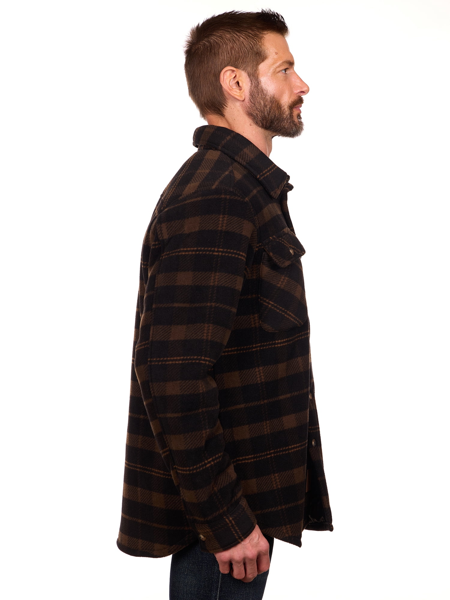 Bass Creek Outfitters Men's Plaid Bonded Winter Fleece Shirt Jacket, Sizes M-2XL
