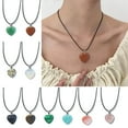 thumbnail image 4 of Aellinatey Natural Stone Pendant Necklace Heart Shape Crystal Opals Tigers Eye Agates, 4 of 18