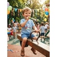 thumbnail image 5 of BemeyourBBs Toddler Baby Boys Birthday Outfits 1 2 3 4 5 6 Years Old Birthday Summer Clothes Number Cow Embroidery Short Sleeve T Shirt Tops and Pockets Shorts Set, 5 of 9