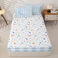 thumbnail image 4 of Catabedysis Coquette Bows Zipper Twin Comforter Sets with Fitted Sheet and 2 Pillowcases,Plaid Alphabet Print Zipper Bedding Set For Girls,Colorful Stars Reversible,4-Piece, 4 of 7