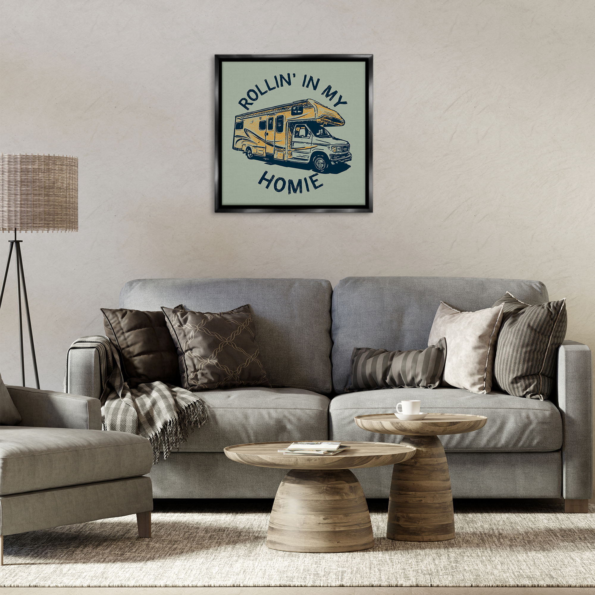 Stupell Industries Rollin' In My Homie Transportation Painting Black Floater Framed Art Print Wall Art, 25 x 25
