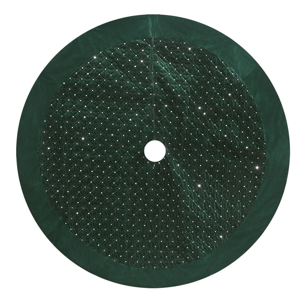 Holiday Time Quilted Velvet Tree Skirt, Green, 48"