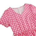 thumbnail image 4 of Uaswgudfs ​Women's Casual Short Sleeve V-Neck Midi Dress​ - Summer A-Line Design with Belted Bow & Polka Dot Grid Pattern, Everyday Wear Pink M, 4 of 9