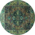 thumbnail image 1 of Ahgly Company Indoor Round Oriental Turquoise Blue Industrial Area Rugs, 5' Round, 1 of 4
