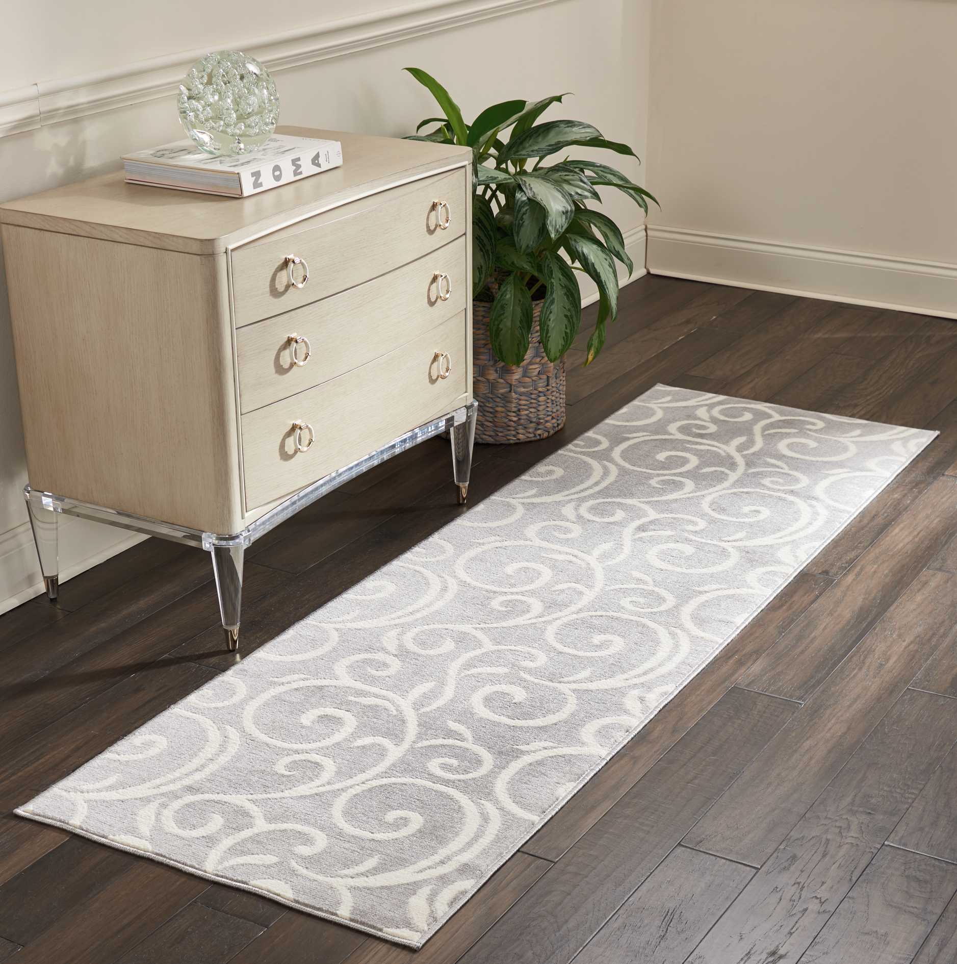 Eclectic Essentials Gray Bohemian Botanical Area Rug