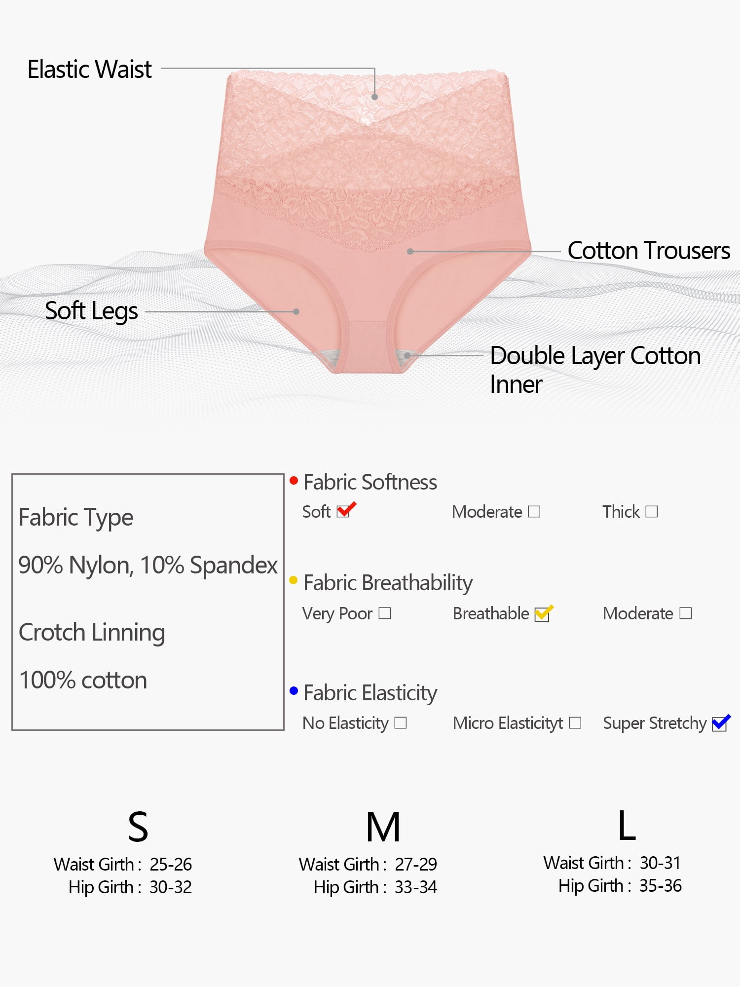 Unique Bargains Women's Plus Size Underwear Ladies Sexy Lace High Waisted Panties Beige, Black, Pink L
