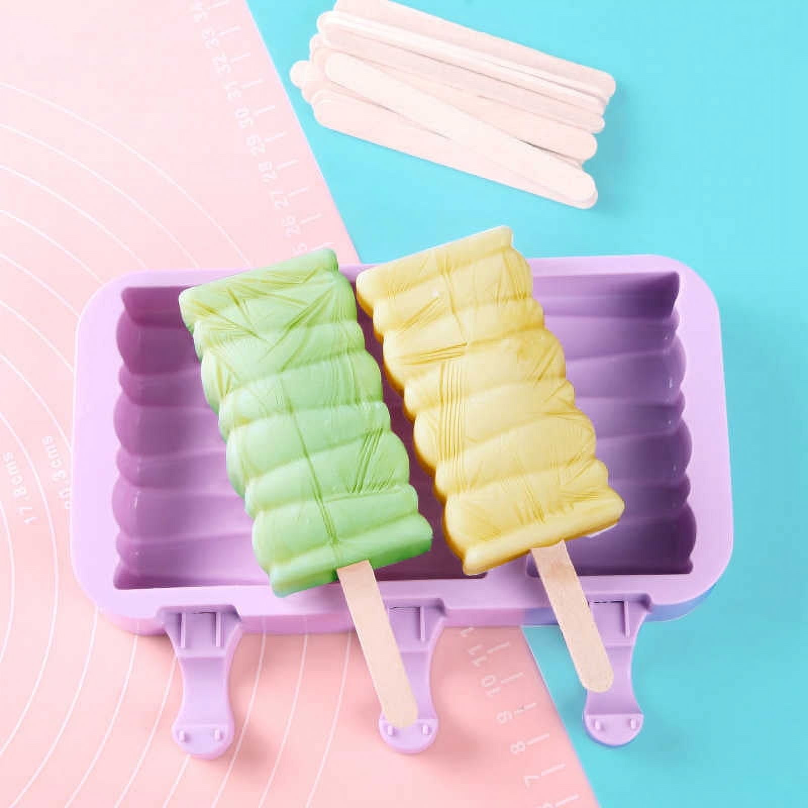 New Silicone Ice Cream Mold Summer Home Popsicle Molds DIY Homemade Cartoon  Ice Cream Popsicle Ice Pop Maker Mould （+50 PCS Stick）