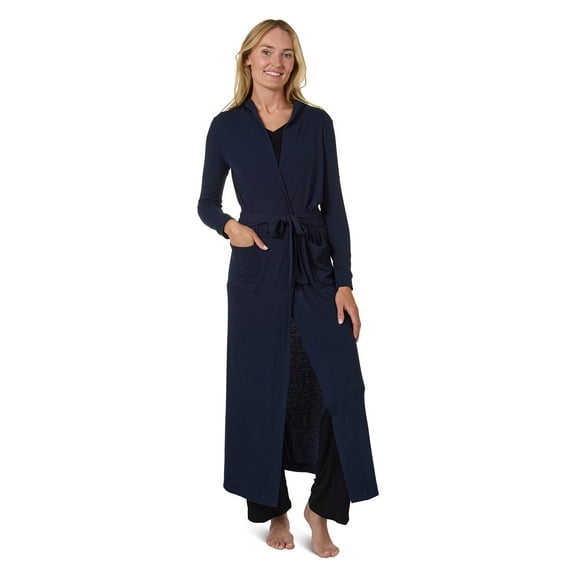 MeMoi Women's Long Ribbed Morning Robe - Womens - Female, M, Teal