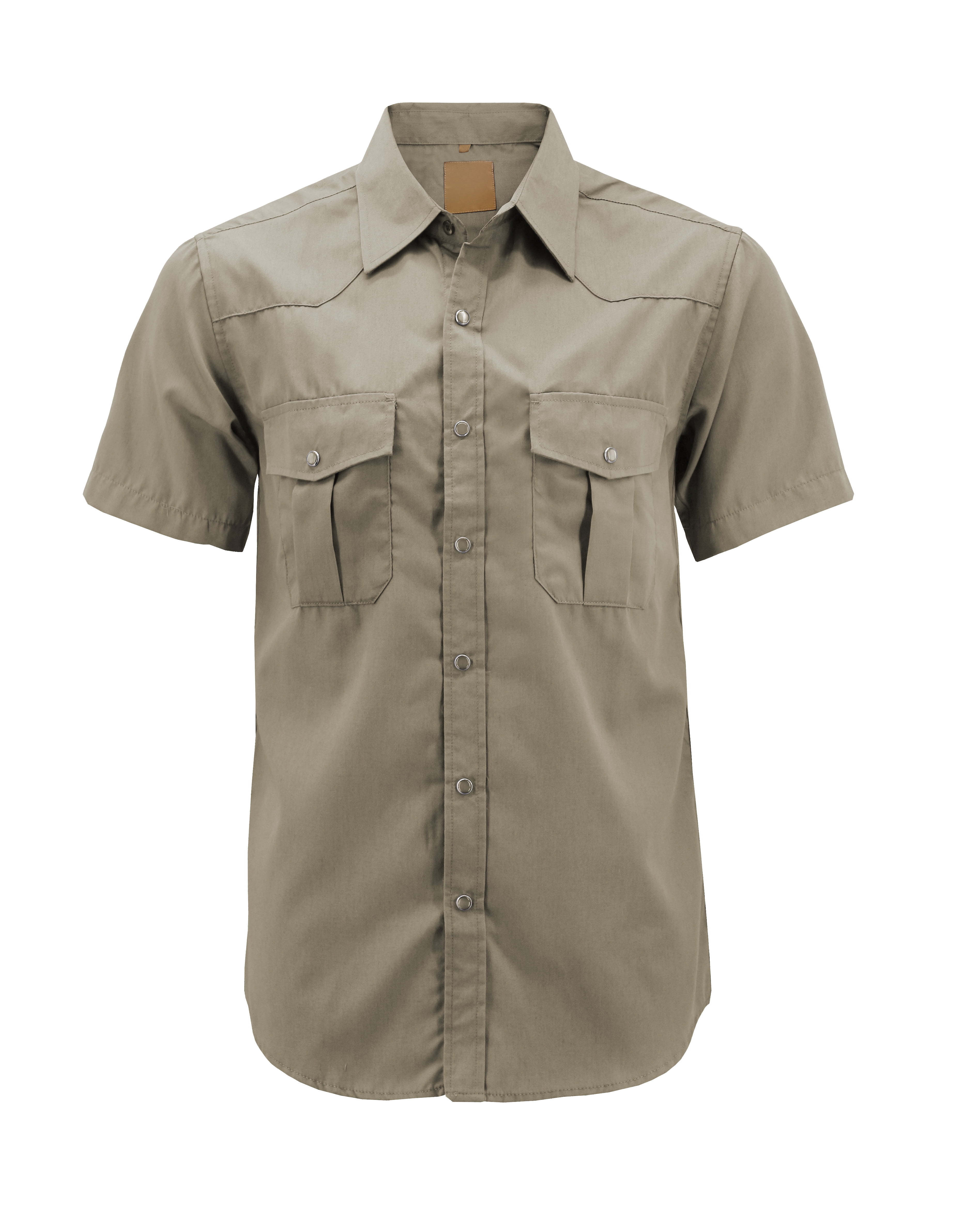 VKWEAR Men’s Casual Western Pearl Snap Button Down Short Sleeve Cowboy Dress Shirt (Khaki 3
