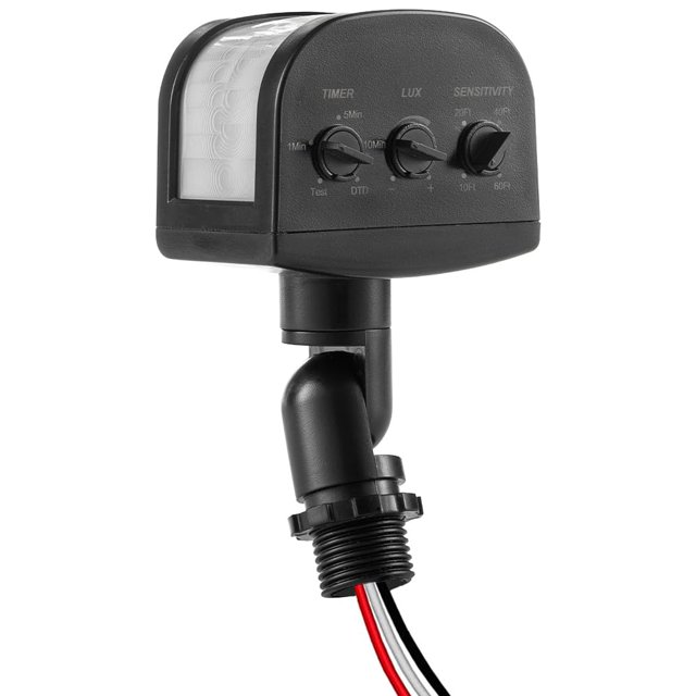 Sensor de movimiento AizzKry, luz de 240 grados, del anochecer al amanecer, negro