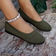 thumbnail image 3 of Women's Lightweight Ballet Flat Shoes Wedge Solid Color Slip On Low Top Dress Shoes Breathable Knit Barefoot Shoes Green Size 9.5, 3 of 7