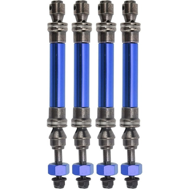 HELIAHOO 4Pcs RC Car Drive Shaft Metal Front Rear CVD Driving Shaft RC Transmission Axle Compatible with Traxxas Slash 4X4 1/10 RC Car (Dark Blue) Model Car Accessories UA2457-3315