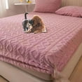 thumbnail image 1 of Elastic Fitted Sheet Winter Bedspread, Queen Size, Fluffy Plush Velvet Fitted Sheet, Pink, Pillowcase*2, 1 of 7