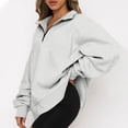 thumbnail image 4 of Half Zip Oversized Sweatshirts Women Fashion 2022 Drop Shoulder Long Sleeve Lapel Pullover Solid Color Casual Y2K Tops, 4 of 7