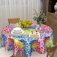thumbnail image 6 of Watercolor Rainbow Floral Table Cloth - Flowers Tablecloth Colorful Flower Table Cover Round Plant Blossom Circle Table Clothes 60 Inch for Picnic Party Dining Room, 6 of 6