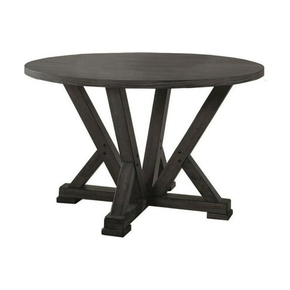 Best Master Solid Wood Round Dining Table in Antique Rustic Gray