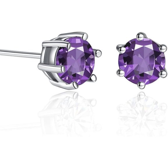 1 Pair Sterling Silver Cubic Zirconia Stud Earrings for WomenHypoallergenic Simple Earring Studs Classic Fashion Jewelry